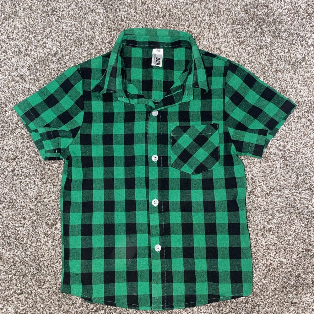 Green Plaid Kids Shirt
